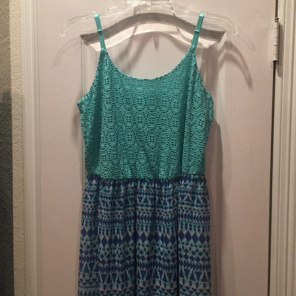 Long, crochet-top dress